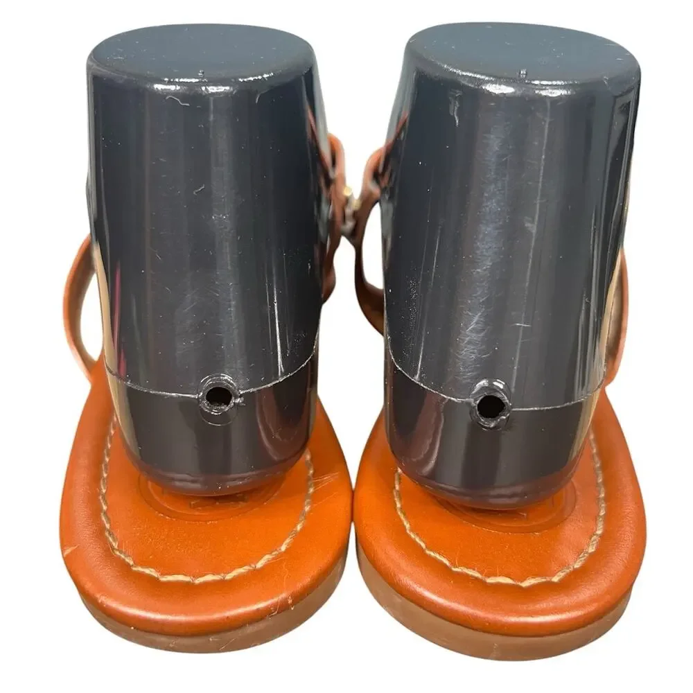 Tory Burch Miller Flat Brown Leather Thong Sandals Size 9.5